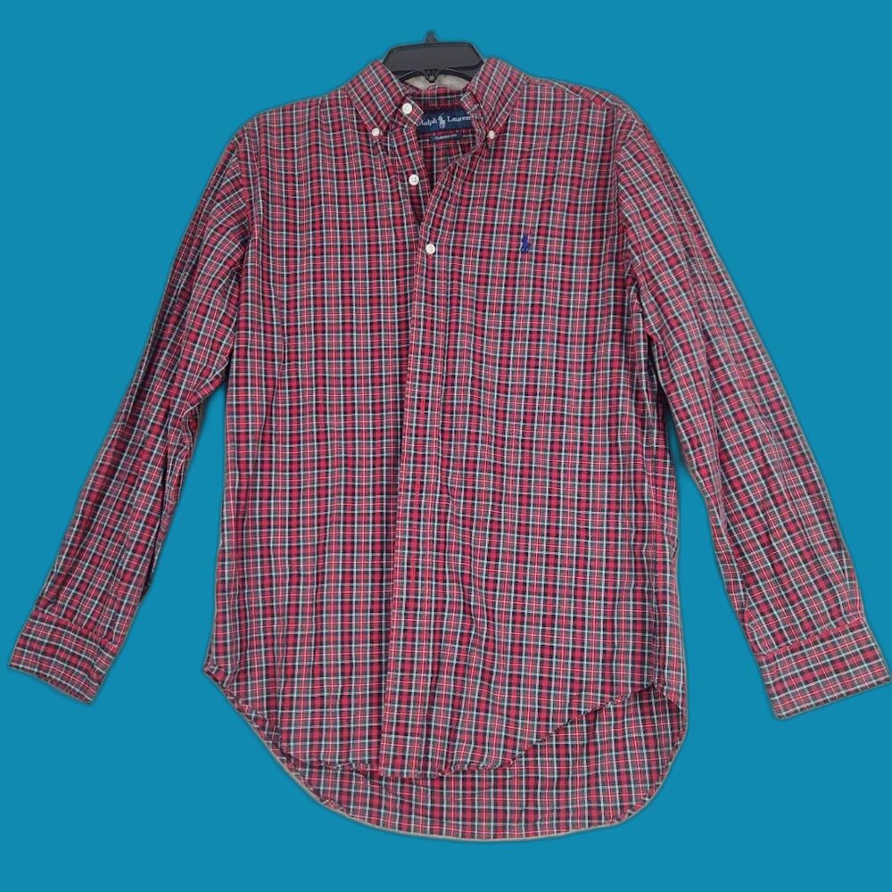 Ralph Lauren Men's Classic Plaid Shirt Size 15-Medium  Preppy Minimalist Retro